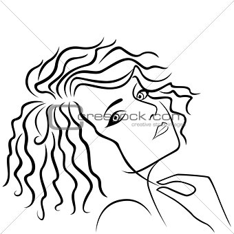 Abstract girl holding hair strand