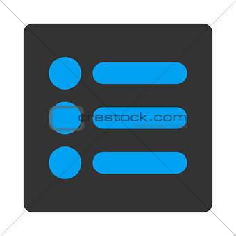 Items flat blue and gray colors rounded button
