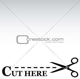 cutting line with scissors gray background