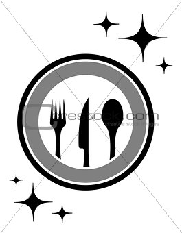dinner icon with kitchen ware