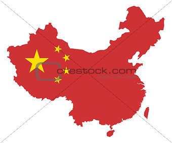 Peoples Republic of China Flag in Map Illustration