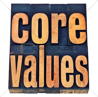 core values in wood type - ethics concept