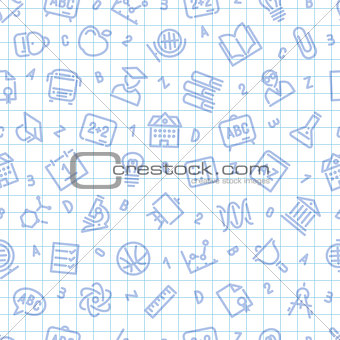 School Seamless Pattern on the Squared Sheet