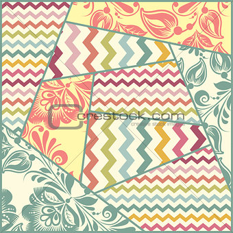 Vector color seamless patchwork pattern