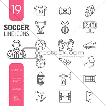 Soccer Thin Lines Web Icon Set