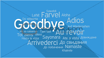 GOODBYE in different languages, word tag cloud