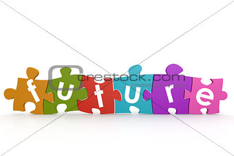 Colorful puzzle with future word