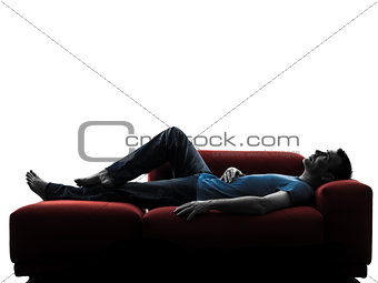 man sofa coach  lying sleeping