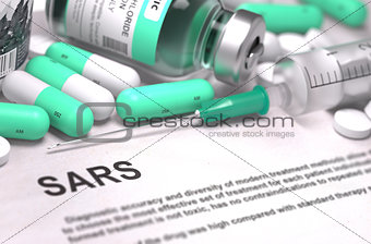 Diagnosis - SARS. Medical Concept with Blurred Background.