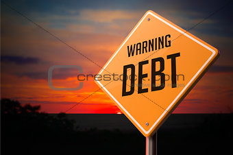 Debt on Warning Road Sign.
