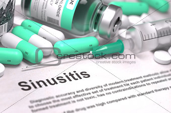Diagnosis - Sinusitis. Medical Concept with Blurred Background.