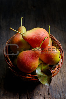 natural pears in the basket