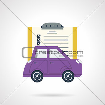 Automobile document flat vector icon