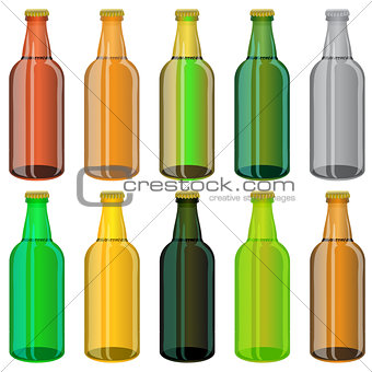 Set of Colorful Beer Glass Bottles