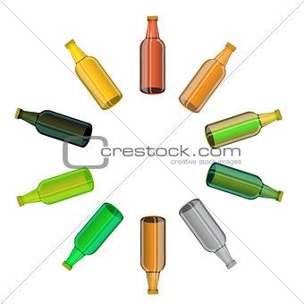 Colored Glass Beer Bottles Set