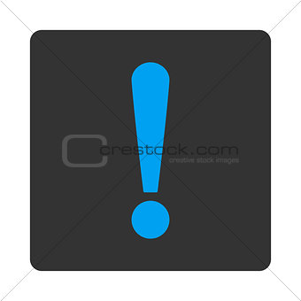 Exclamation Sign flat blue and gray colors rounded button