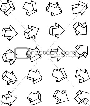 arrow hand drawn arrow icon collection over white background