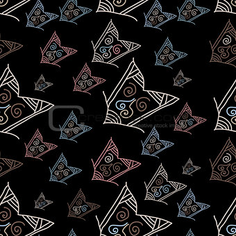 Seamless pattern with hand-drawn arrows on black background