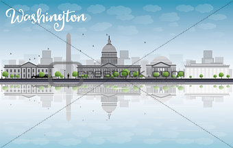 Washington DC city skyline with cloud and blue sky