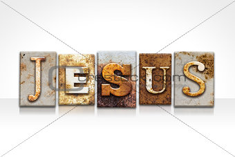 Jesus Letterpress Concept Isolated on White
