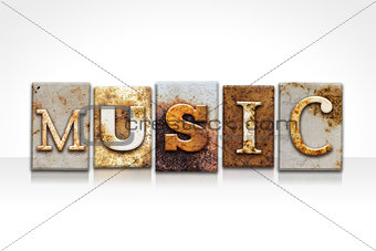 Music Letterpress Concept Isolated on White