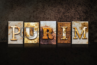Purim Letterpress Concept on Dark Background