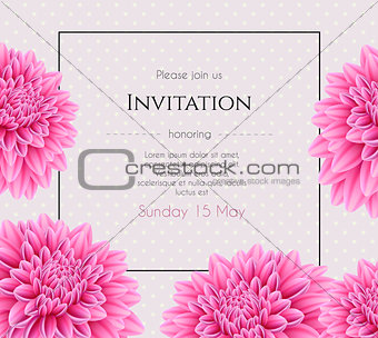 Wedding invitation with beautiful aster flower