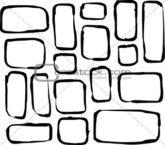 hand drawn round corner rectangle and square shapes over white