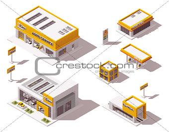 Vector road transport related buildings