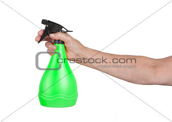 Sprayer in the hand of an old woman