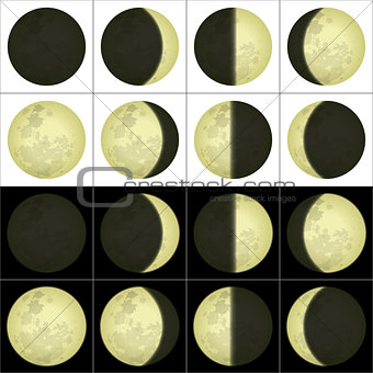 Moon phases, set