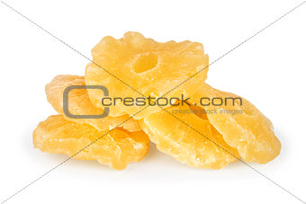 dry pineapple heap against white background