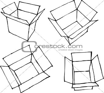 hand drawn open white boxes on white