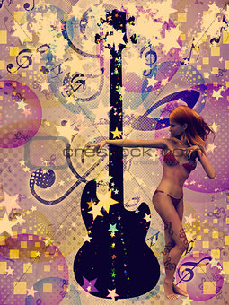 Dancing girl vintage background