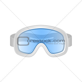 Ski sport goggles in white and blue design