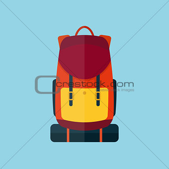 Backpack flat style vector illustration icon