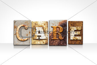 Care Letterpress Concept Isolated on White