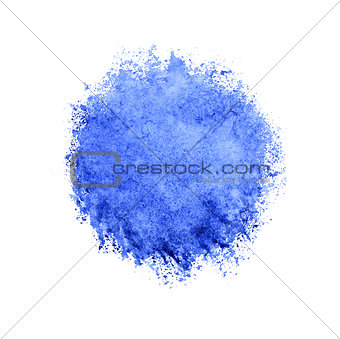 Colorful watercolor blue drop on white background.