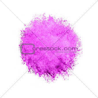 Colorful watercolor pink drop on white background.