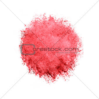 Colorful watercolor red drop on white background.