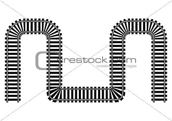 Railway railroad track illustration in black and white