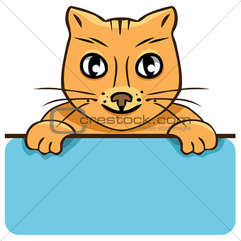 Vector cartoon cat with a poster