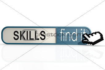Skills word on the blue find it banner