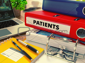Red Office Folder with Inscription Patients
