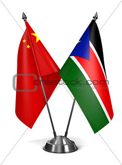 China and South Sudan - Miniature Flags.