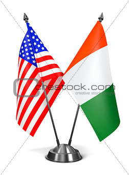 USA and Ivory Coast - Miniature Flags.