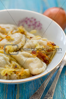 Dumplings with fried onions