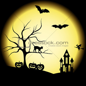 halloween silhouettes and full moon