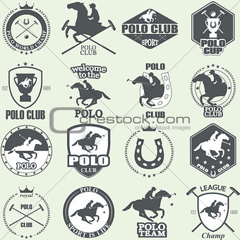 Set of vintage horse polo club labels 