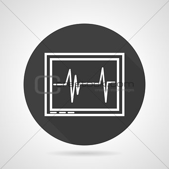 Cardiogram black round vector icon